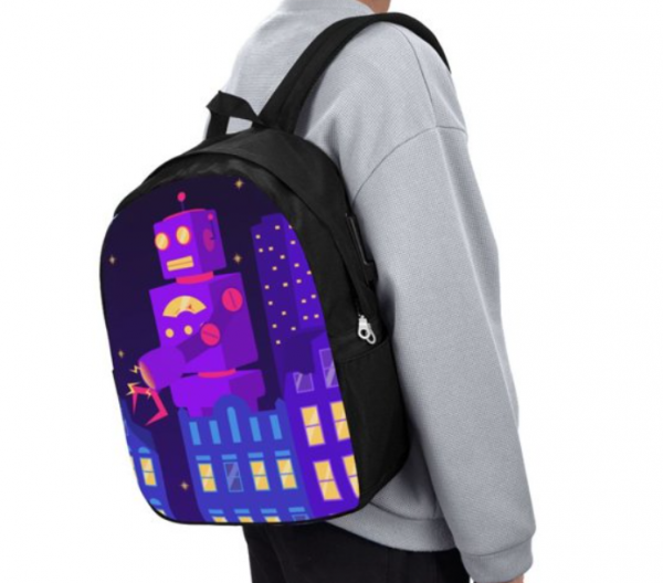 Desain tas dengan gambar robot atau pesawat luar angkasa